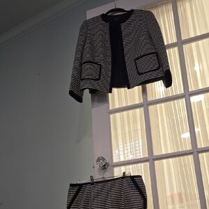 Nine West Black and White Houndstooth Blazer and Skirt Set